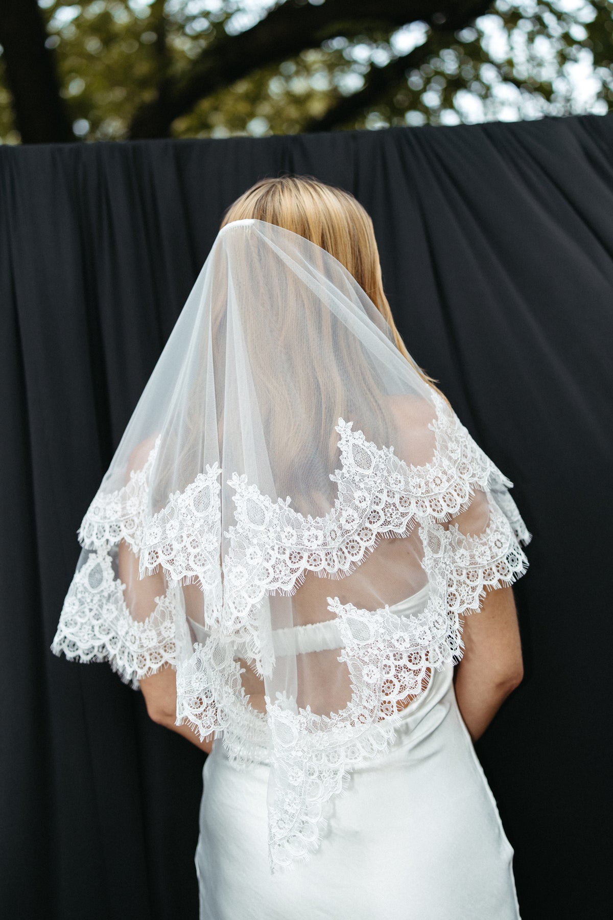 Lace Trimmed Handkerchief Veil