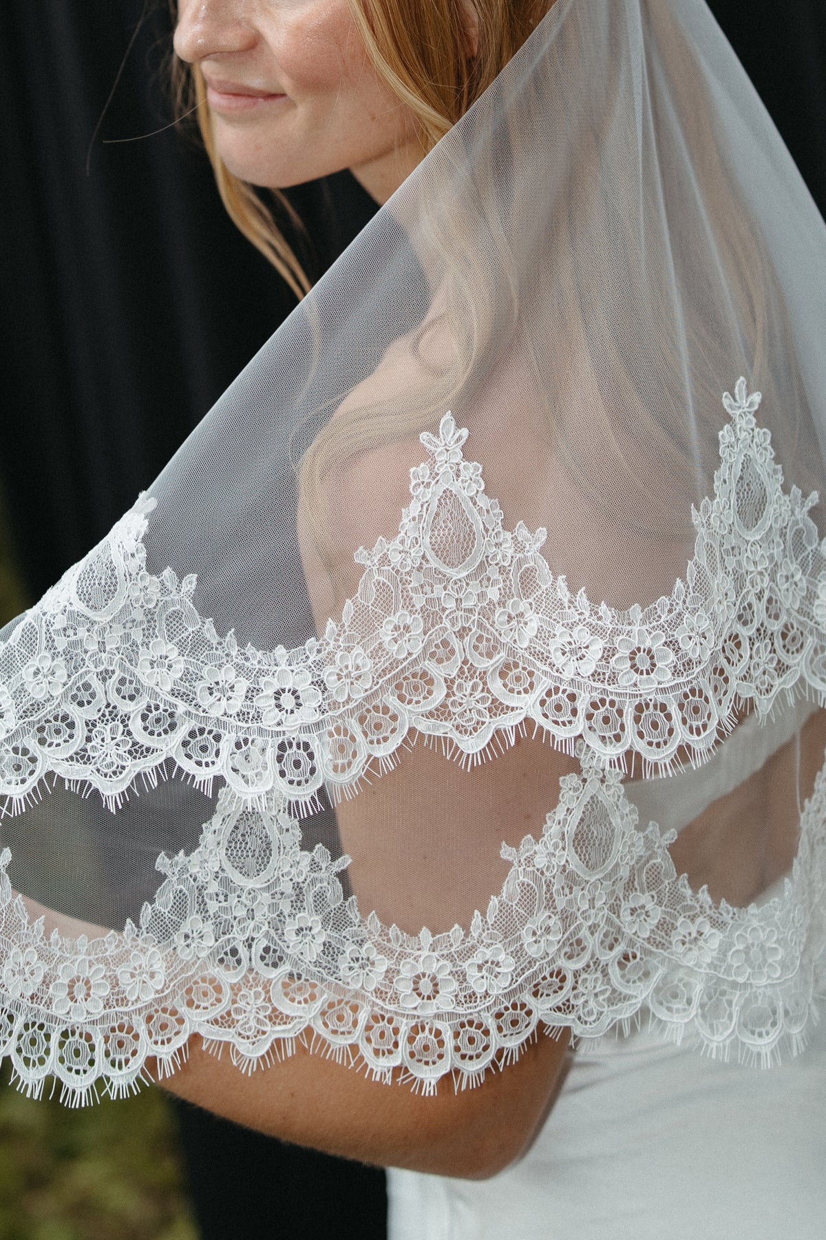Lace Trimmed Handkerchief Veil