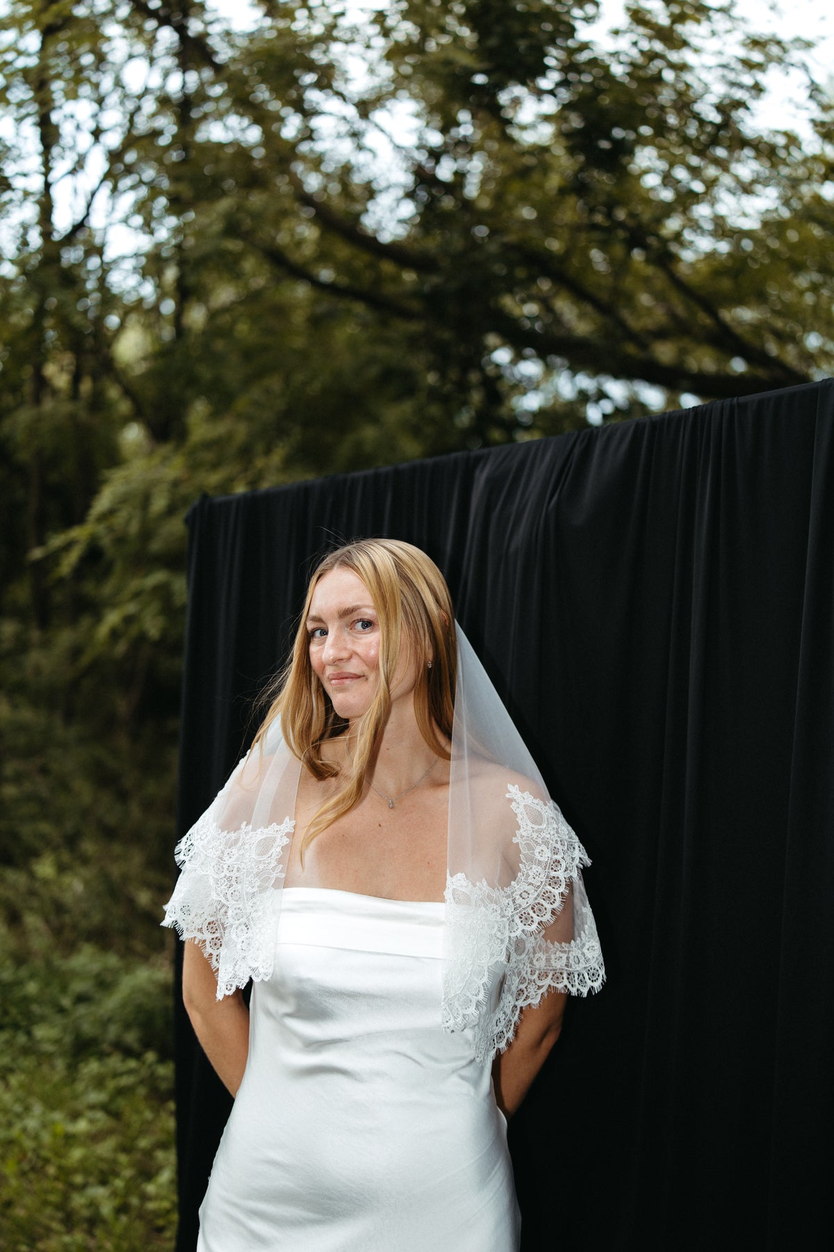 Lace Trimmed Handkerchief Veil