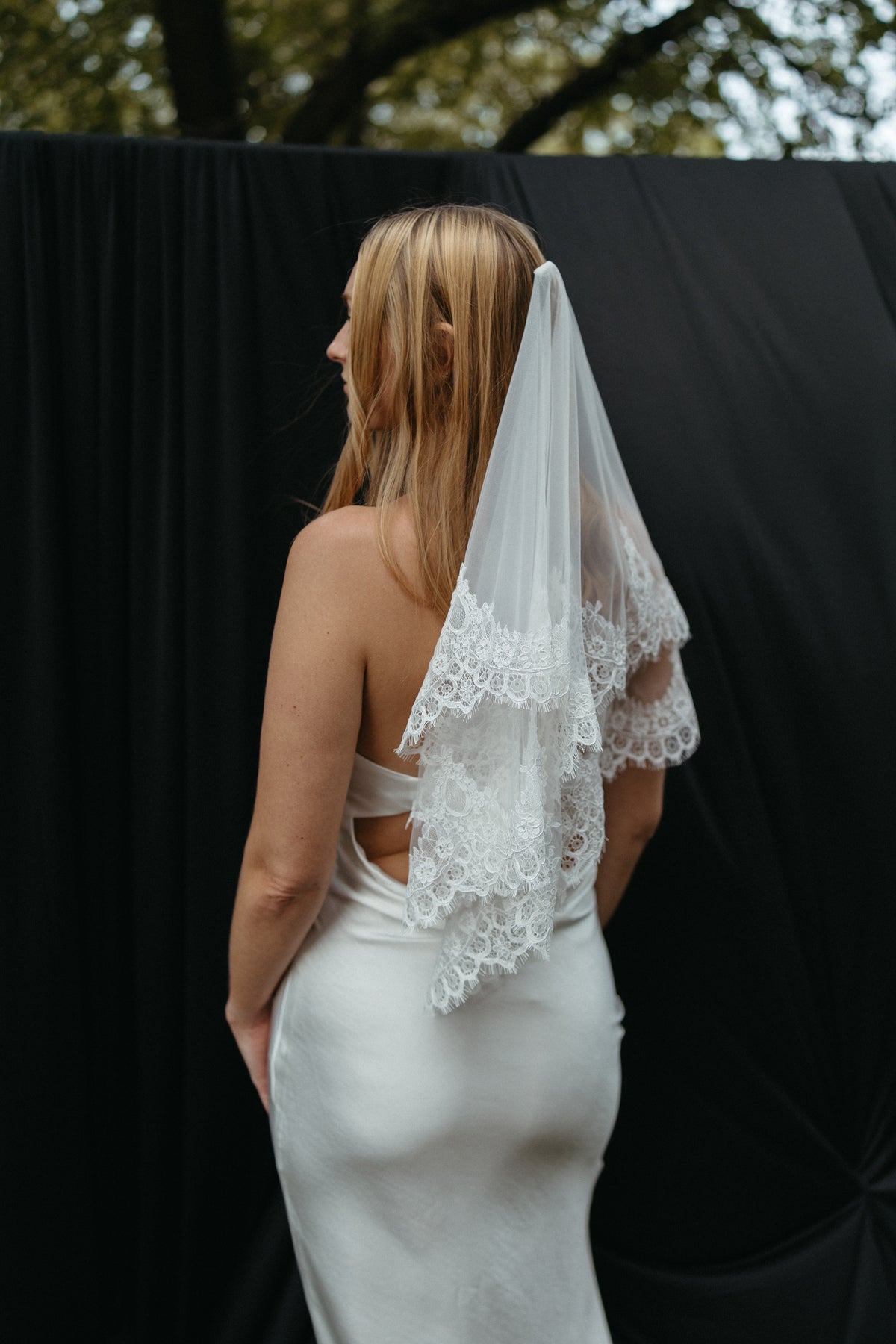 Lace Trimmed Handkerchief Veil