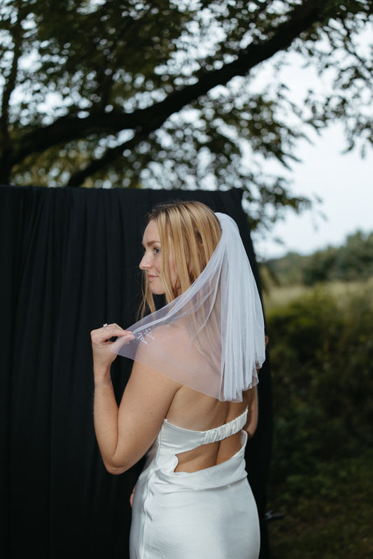 "Future Mrs." Custom Embroidered Shortie Veil