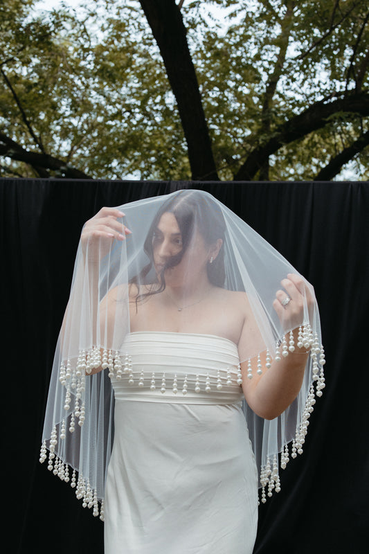Pearl Trimmed Drop Veil