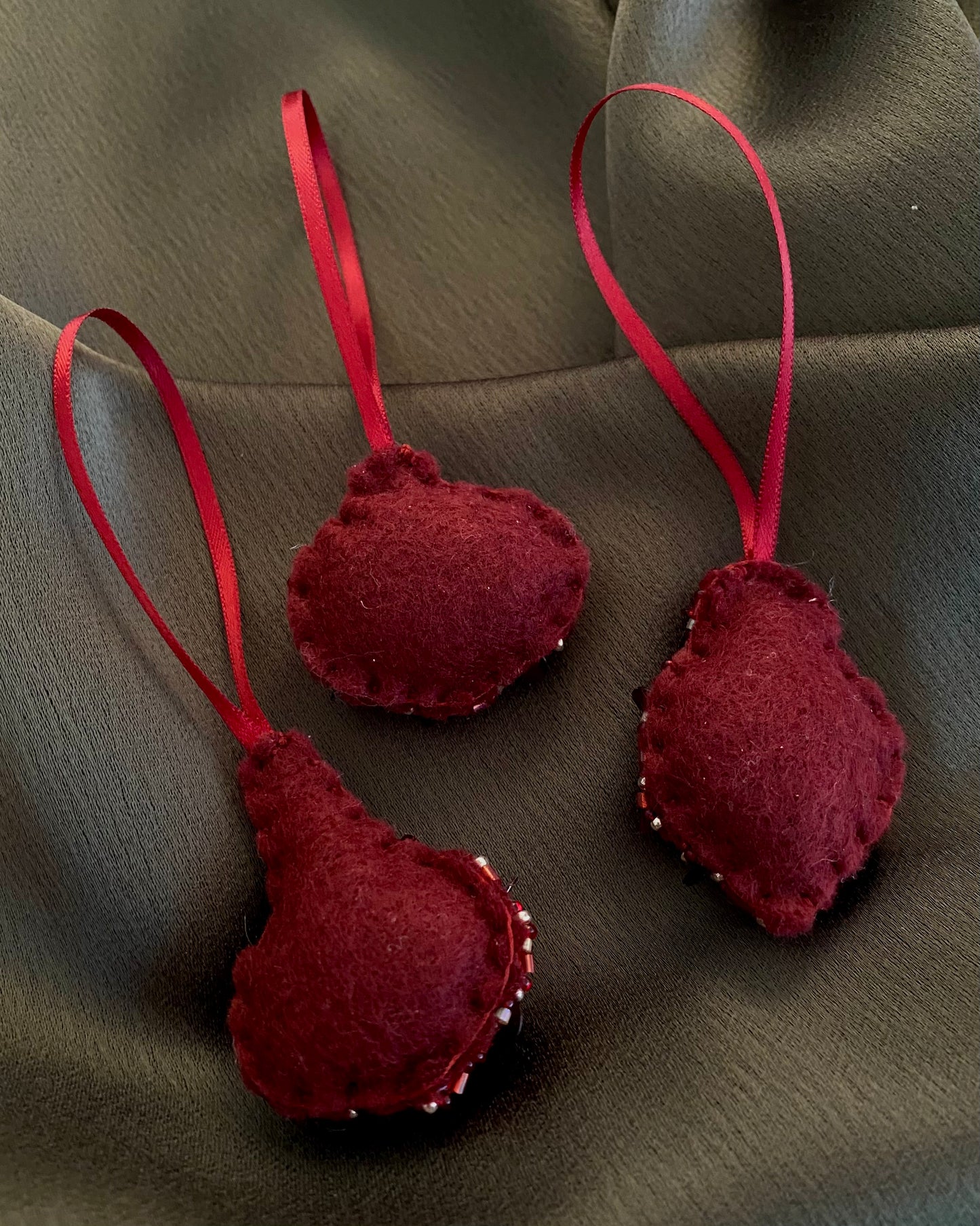 Mini Beaded Ornament Set - Red